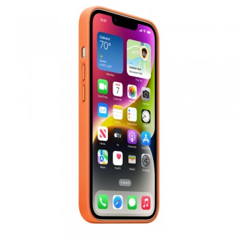 Apple iPhone 14 Leather Case with MagSafe Case with MagSafe Apple iPhone 14 Leather Orange