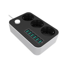 10 A | Power Socket :3 EU plugs/6USB Blac | CW-CHE36B | Black | 1.8 m