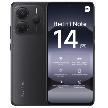 Xiaomi Redmi Note 14 | Midnight Black | 6.67 " | AMOLED | 1080 x 2400 pixels | Mediatek | Internal RAM 6 GB | 128 GB | Dual SIM | 5G | Main camera resolution 50+8+2 MP | Secondary camera resolution 20 MP | Android | 14