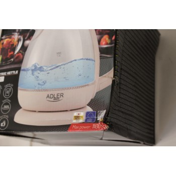 SALE OUT. Adler AD 1283C Kettle, Glass, 1L, White | Adler | Kettle | AD 1283C | Electric | 900 W | 1 L | Glass/Stainless steel | 360° rotational base | Cream | DAMAGED PACKAGING