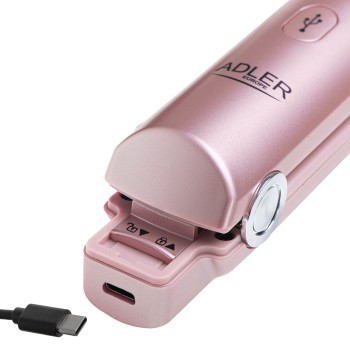 Adler Cordless Hair Straightener | AD 2327 | Ceramic heating system | Display LED | Temperature (min) 160 °C | Temperature (max) 220 °C | Pink