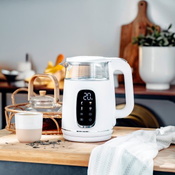 Adler Kettle with LED Display | AD 1305 | Electric | 2200 W | 1.7 L | Plastic | 360° rotational base | White/Silver