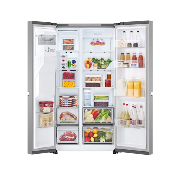LG Refrigerator | GSLC41PYPE | Energy efficiency class E | Free standing | Side by side | Height 179 cm | Fridge net capacity 420 L | Freezer net capacity 221 L | Display | 36 dB | Grey