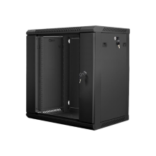 Lanberg Rack cabinet 19" wall-mount 12U/600x450 (flat pack) with glass door V2, black | Lanberg