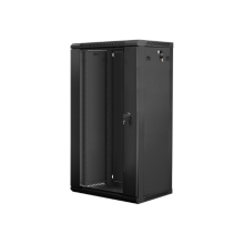 Lanberg Rack cabinet 19" wall-mount 22U/600x450 (flat pack) with glass door V2, black | Lanberg