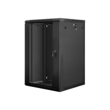Lanberg Rack cabinet 19" wall-mount 18U/600x600 (flat pack) with glass door V2, black | Lanberg
