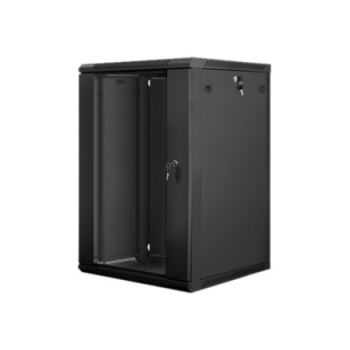 Lanberg Rack cabinet 19" wall-mount 18U/600x600 (flat pack) with glass door V2, black | Lanberg Lanberg Rack cabinet 19" wall-mount 18U/600x600 (flat pack) with glass door V2, black | Lanberg