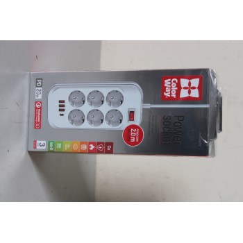 SALE OUT. ColorWay CW-CHE64PDW Power Socket: 6xEU plugs/3xUSB-A/1xUSB-C White 2M | ColorWay | Power Socket | CW-CHE64PDW | DAMAGED PACKAGING